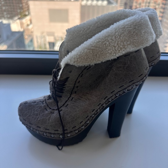 Prada Platform Lace-up Boots Shearling - Picture 2 of 7